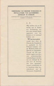 710489 Brochure ‘De Warmtevoorziening in Huizen, Hotels, Restaurants, Fabrieken, Ziekenhuizen, enz.’, uitgegeven door ...